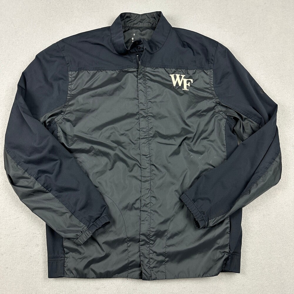 Wake Forest Demon Deacons Jacket Men Medium Black Nike Fulll Zip Windbreaker M *